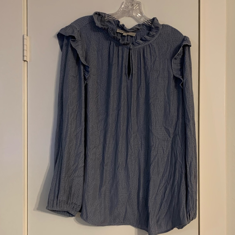 Loft Blue Leopard-Print Blouse - Size XL